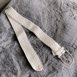 Michael Kors- white woven leather belt.